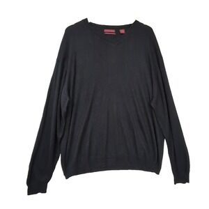 American Blue V-Neck Sweater Mens XXL Black Silk Cashmere‎ Business Casual